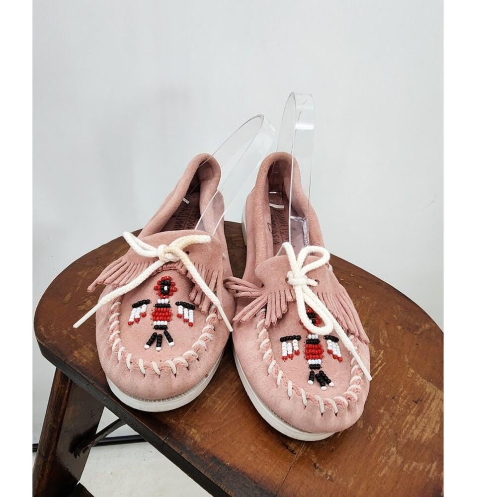 Minnetonka Moccasin Pink Leather Phoenix Loafers Size 10